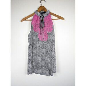 THML Halter Tank Top Women's‎ Size Medium Embroidered Flowy Gauzy Boho Peasant